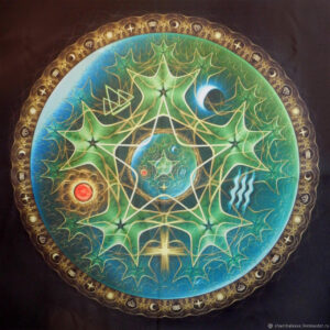 Алтарная скатерть ПЯТЬ СТИХИЙ, печать на ткани атлас, 49 х 49 см