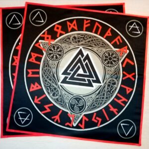 ВАЛЬКНУТ в круге Футарк (красно-черный)