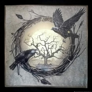 ДВА ВОРОНА, скатерть для гадания или ритуала, плотная атласная