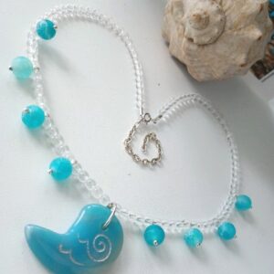 Колье СТИХИЯ ВОДА, Агат голубой, Кварц