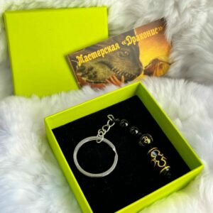 Брелки с бусиной ДЗИ малые (в ассортименте)