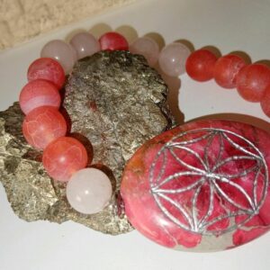 Браслет талисман ЦВЕТОК ЖИЗНИ, варисцит, агат, кварц