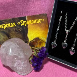 Комплект с гематитом "Сердечки"