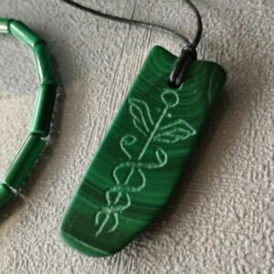 КАДУЦЕЙ исцеляющий Дух и Тело, МАЛАХИТ натуральный