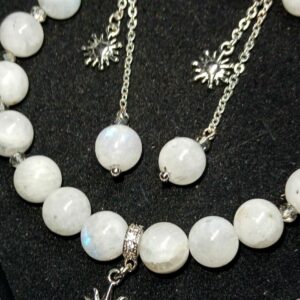 Набор ЛУННАЯ ЖРИЦА,  Натуральный Лунный камень с иризацией